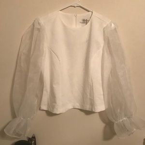 NWT White Blouse w/Sheer Sleeves